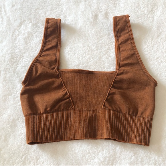 Free People Brown Good Karma Square Neck Bra - Picture 2 of 7